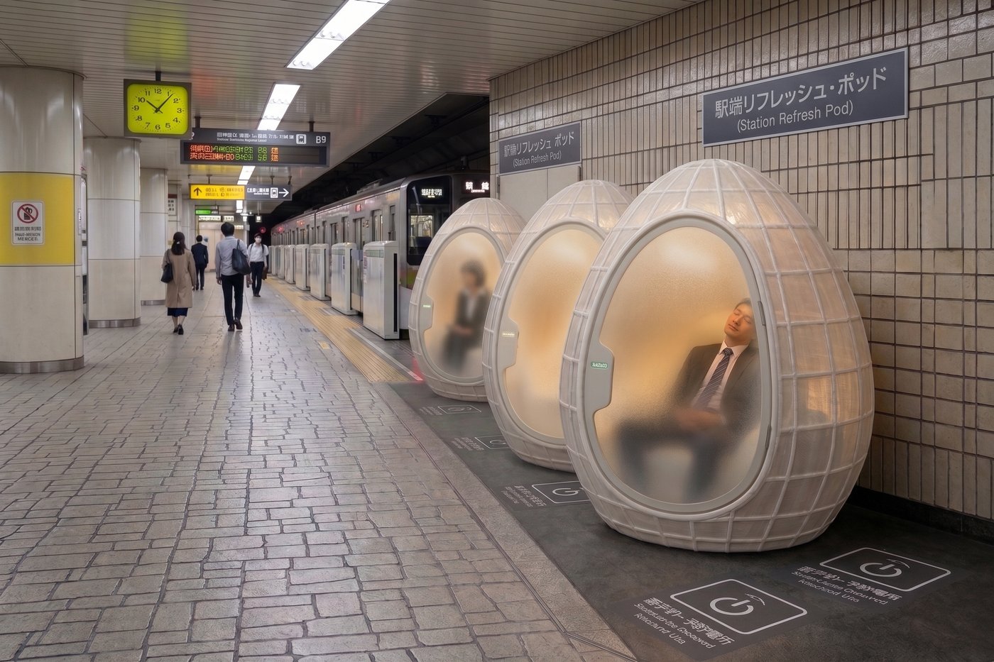 駅のホームに設置されたAzumaya